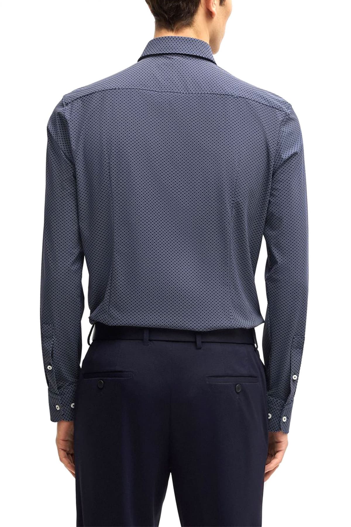 BOSS PERFORMANCE ΠΟΥΚΑΜΙΣΟ SLIM FIT P-HANK-S-KENT-C1-222 ΣΚΟΥΡΟ ΜΠΛΕ