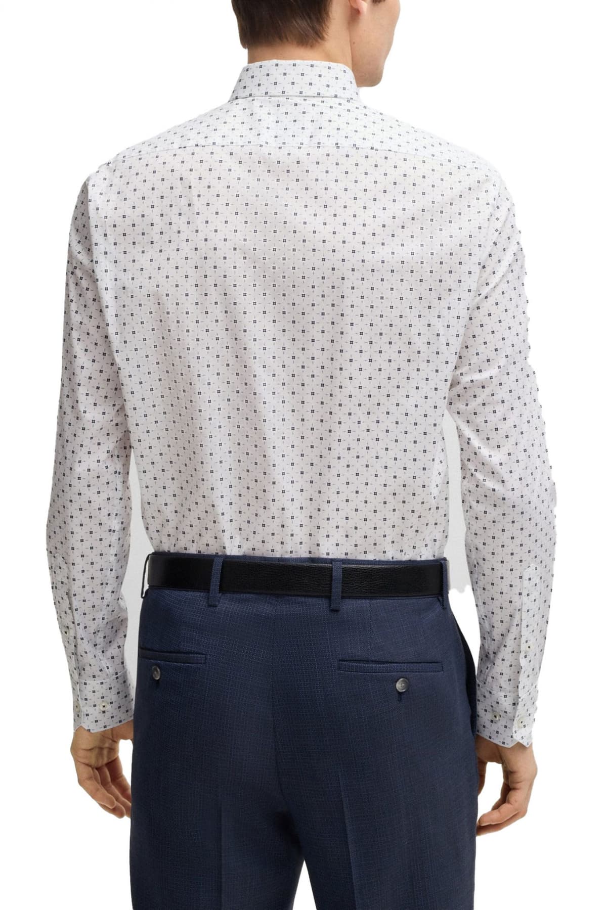 BOSS ΠΟΥΚΑΜΙΣΟ ΜΙΚΡΟΣΧΕΔΙΟ REGULAR FIT STRETCH H-JOE-KENT-C1-214 ΛΕΥΚΟ