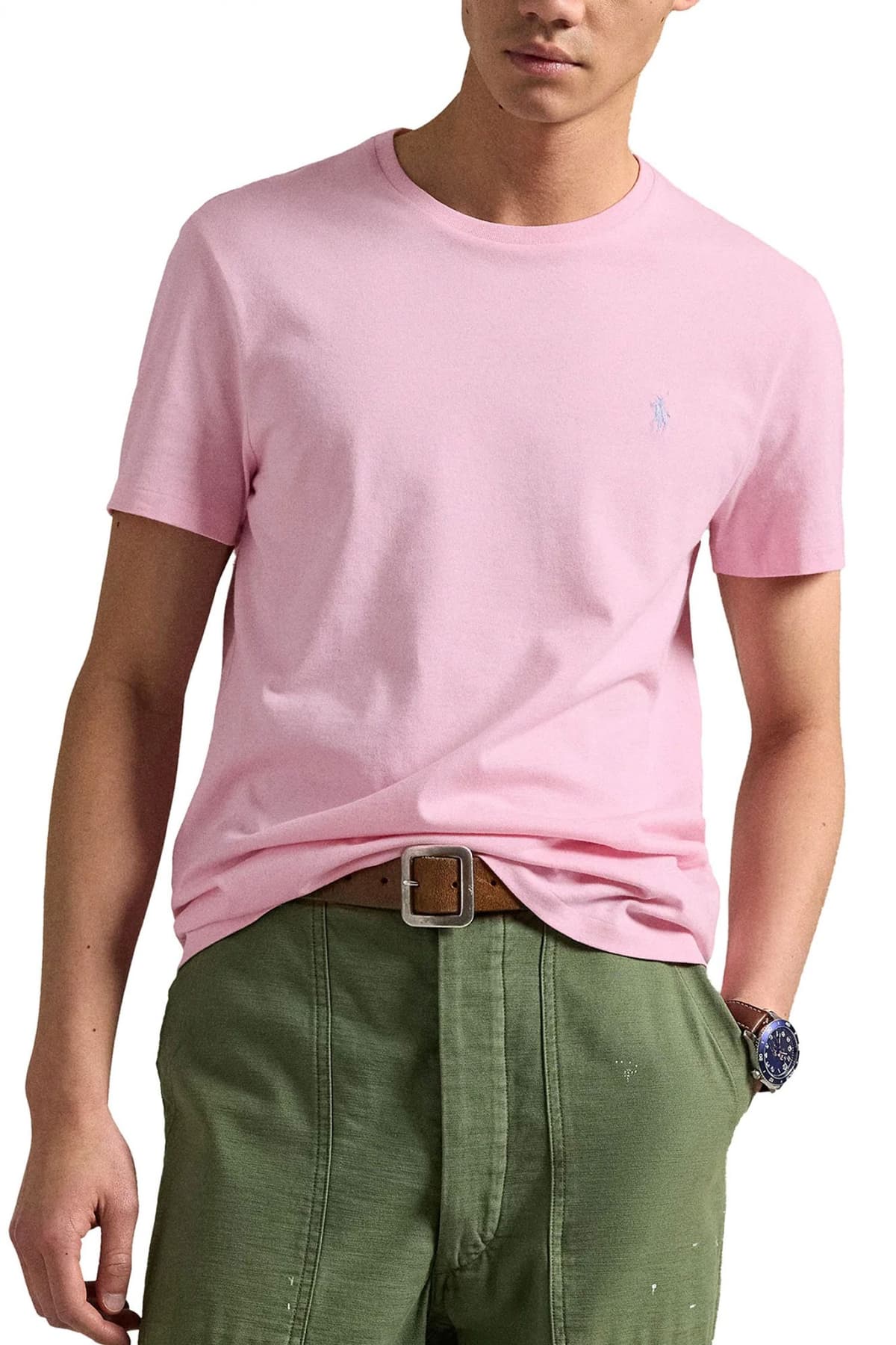 RALPH LAUREN T-SHIRT CUSTOM SLIM FIT LOGO ΡΟΖ