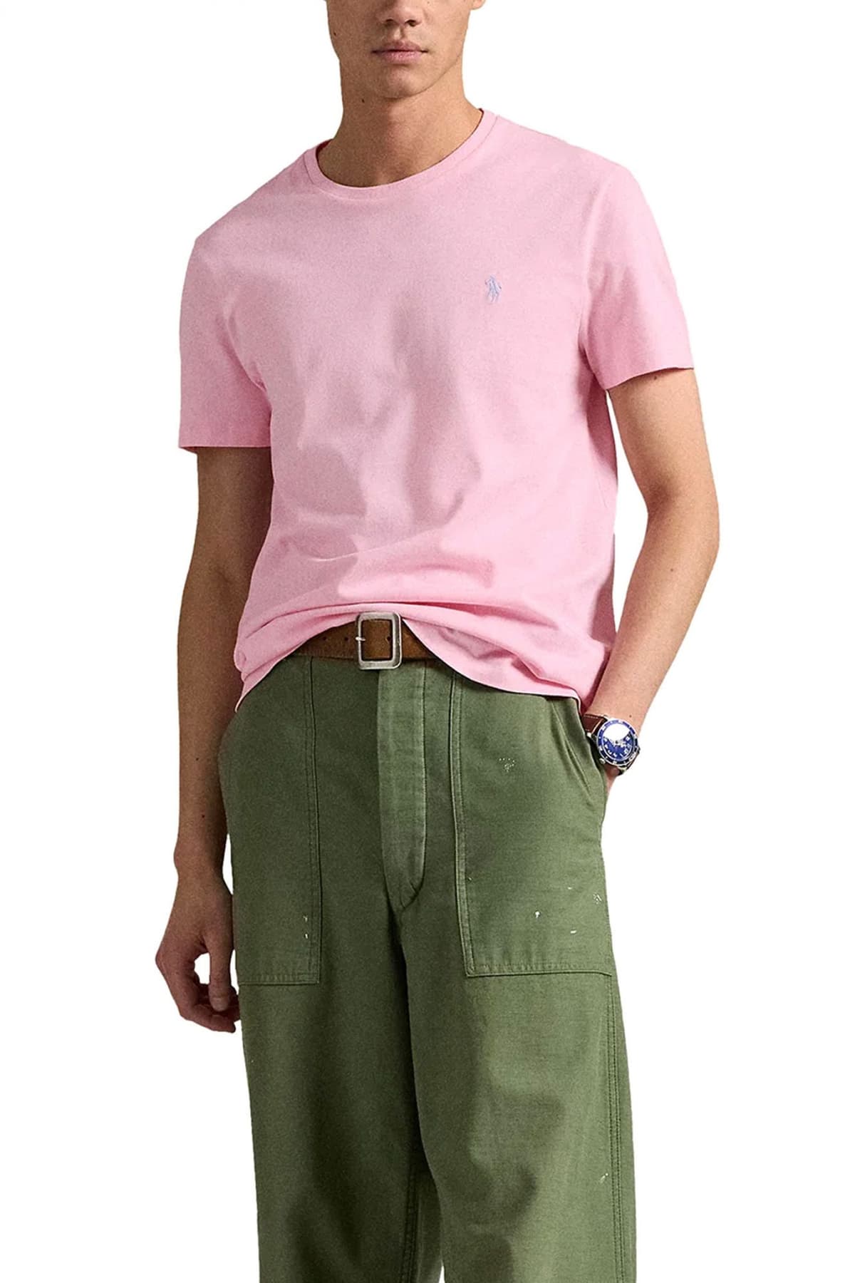 RALPH LAUREN T-SHIRT CUSTOM SLIM FIT LOGO ΡΟΖ