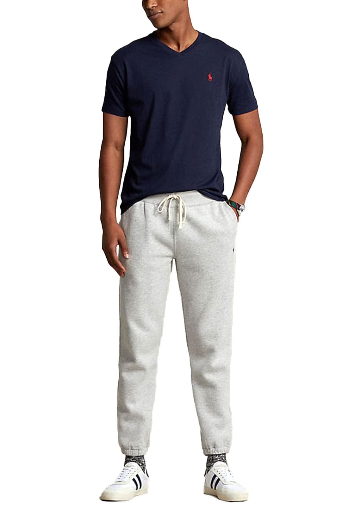 RALPH LAUREN T-SHIRT V NECK CLASSIC FIT LOGO ΜΠΛΕ