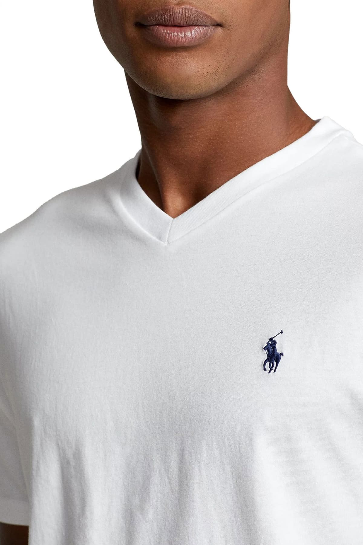 RALPH LAUREN T-SHIRT V NECK CLASSIC FIT LOGO ΛΕΥΚΟ