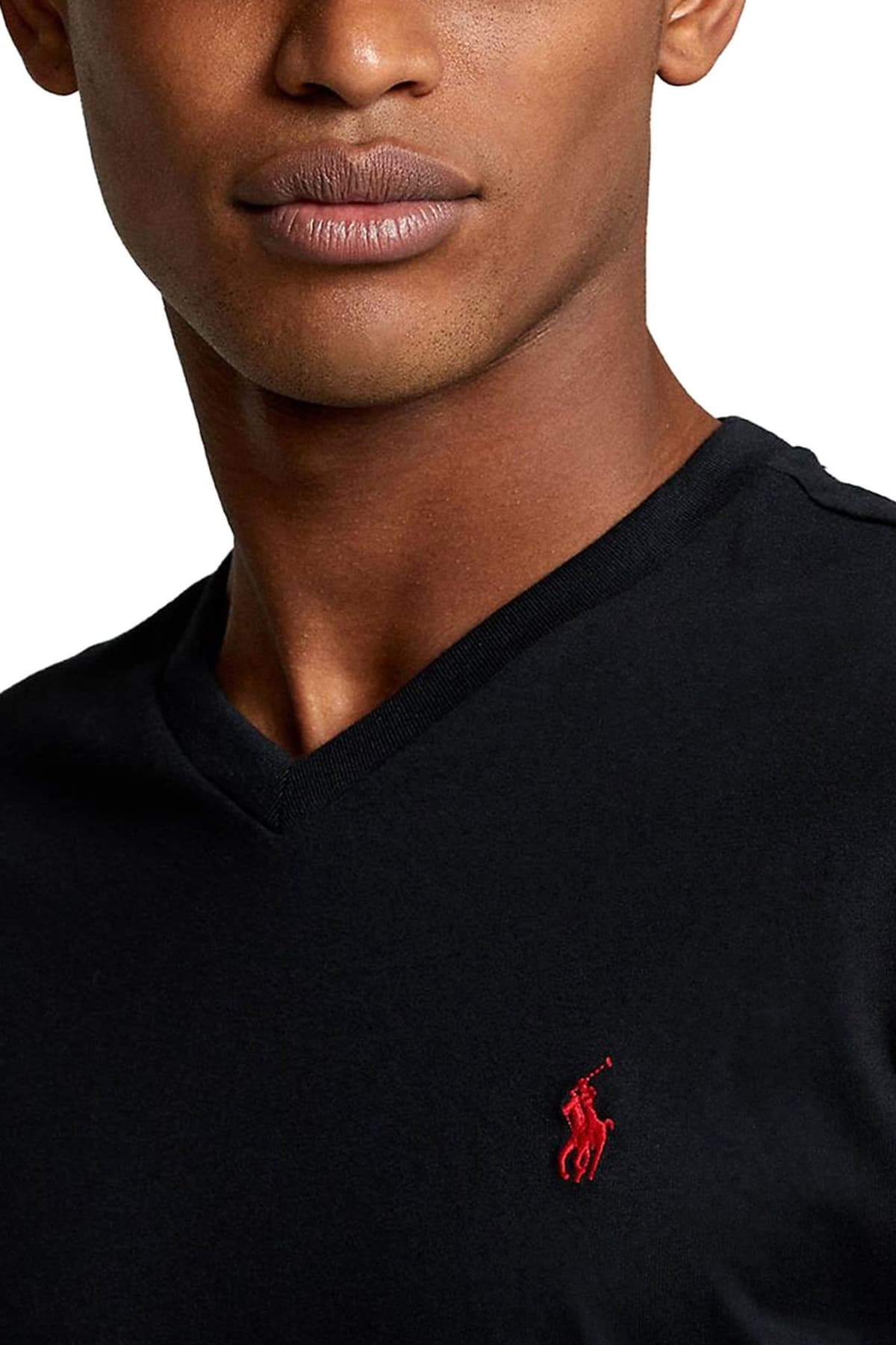 RALPH LAUREN T-SHIRT V NECK CLASSIC FIT LOGO ΜΑΥΡΟ