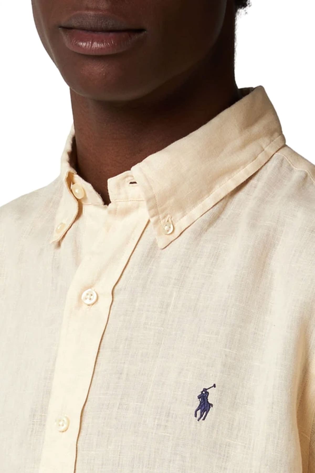 RALPH LAUREN ΠΟΥΚΑΜΙΣΟ ΛΙΝΟ BUTTON DOWN CUSTOM FIT ΜΠΕΖ