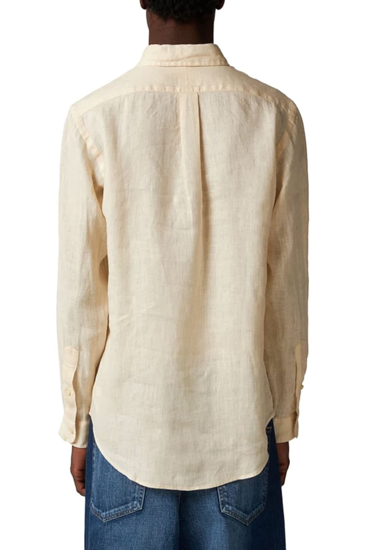 RALPH LAUREN ΠΟΥΚΑΜΙΣΟ ΛΙΝΟ BUTTON DOWN CUSTOM FIT ΜΠΕΖ