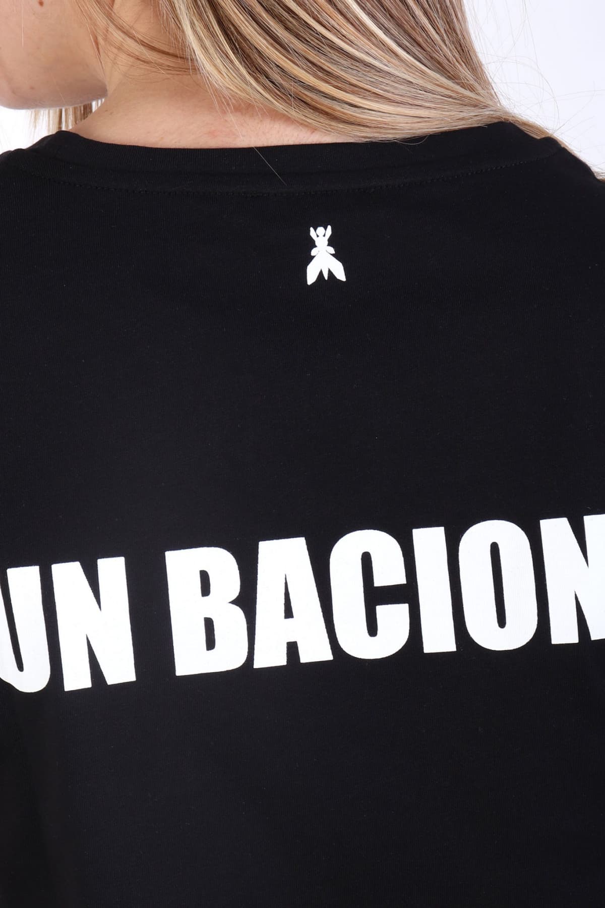 PATRIZIA PEPE MAGLIA T-SHIRT LOGO ΜΑΥΡΟ-ΜΠΟΡΝΤΩ