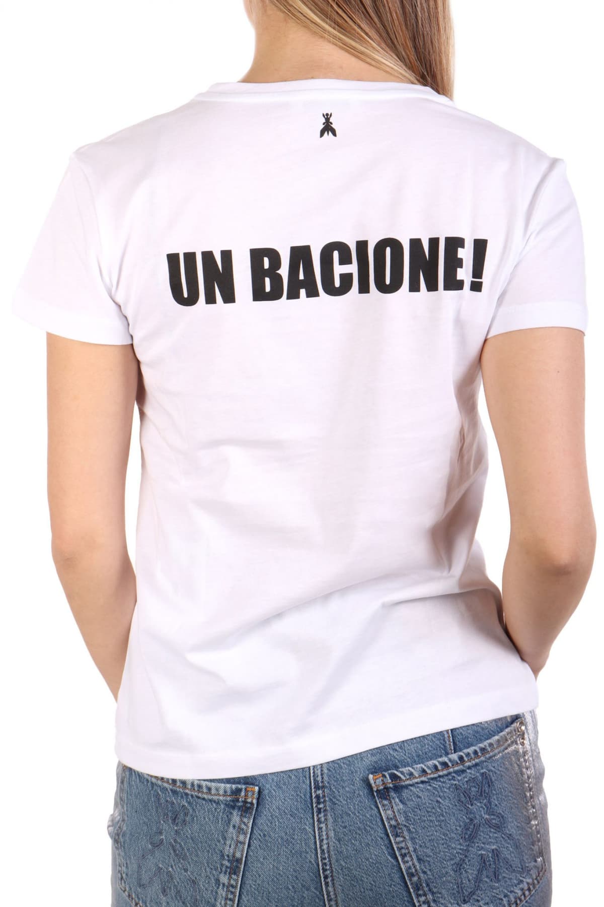 PATRIZIA PEPE MAGLIA T-SHIRT LOGO ΛΕΥΚΟ-ΜΠΟΡΝΤΩ