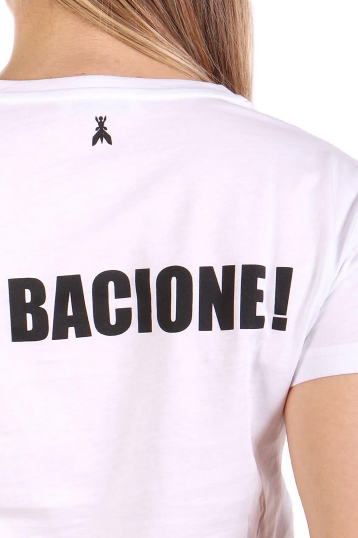 PATRIZIA PEPE MAGLIA T-SHIRT LOGO ΛΕΥΚΟ-ΜΠΟΡΝΤΩ