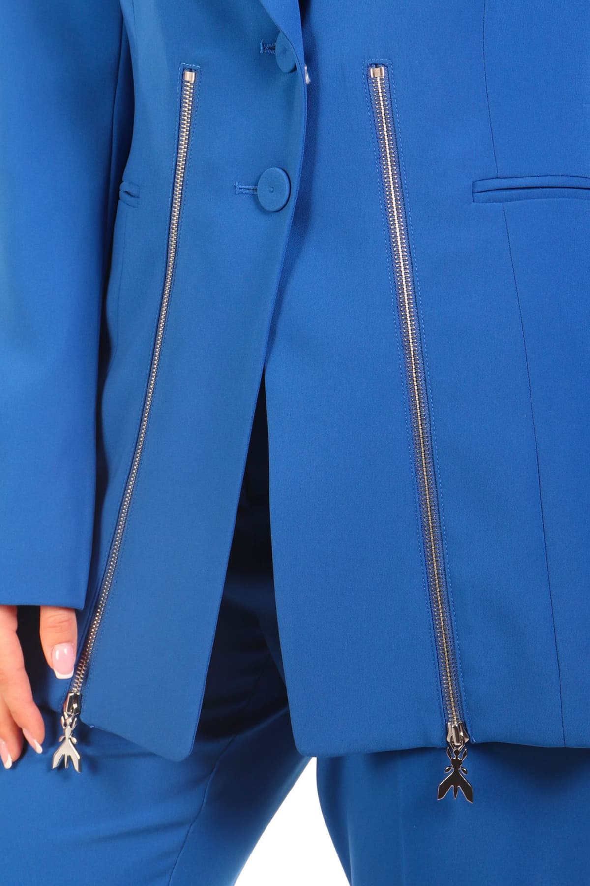 PATRIZIA PEPE ΣΑΚΑΚΙ GIACCA ΛΕΠΤΟΜΕΡΕΙΕΣ ΦΕΡΜΟΥΑΡ ΜΠΛΕ