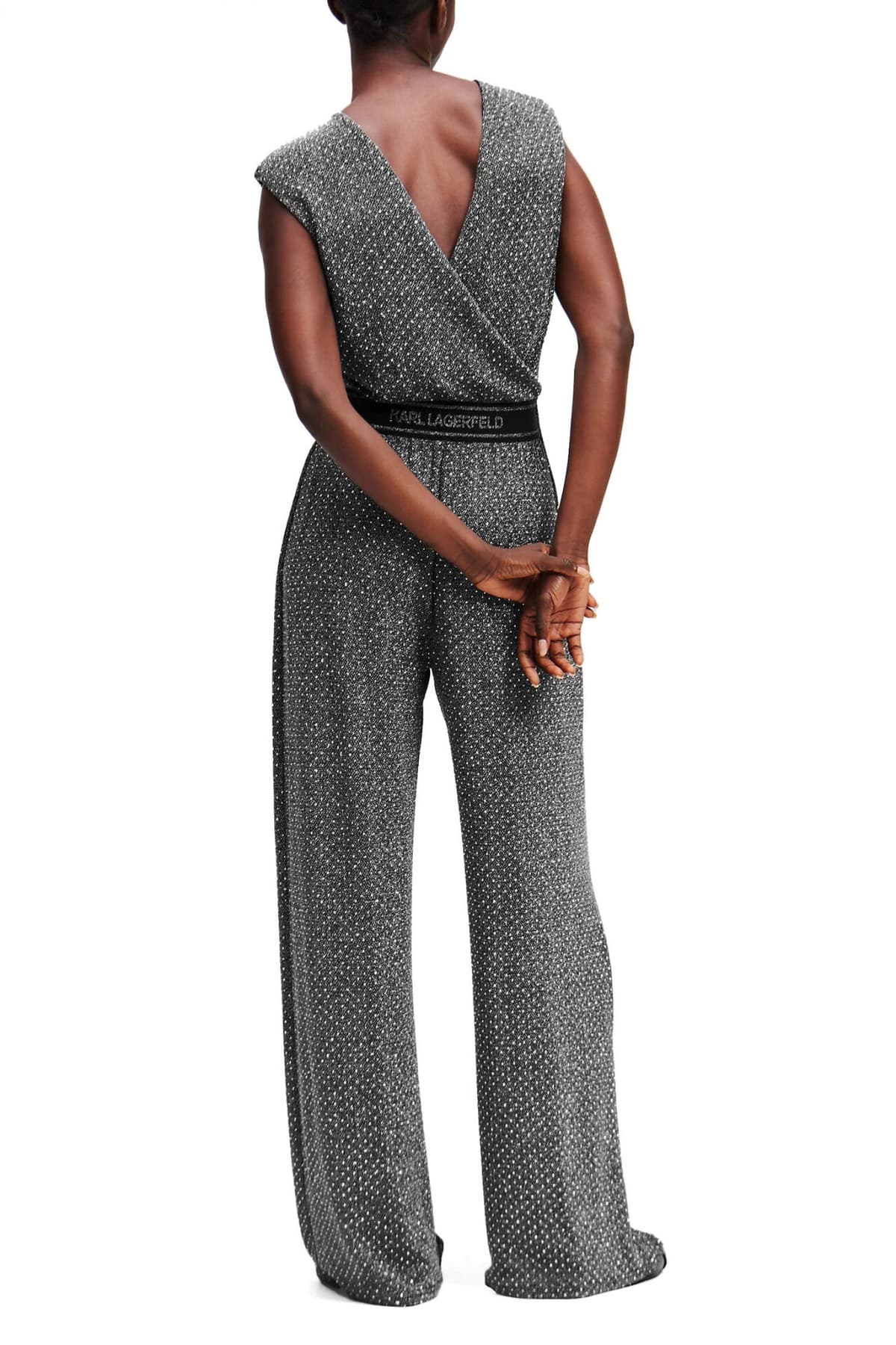 KARL LAGERFELD ΟΛΟΣΩΜΗ ΦΟΡΜΑ RHINESTONE JERSEY ΣΤΡΑΣ LOGO ΜΑΥΡΟ