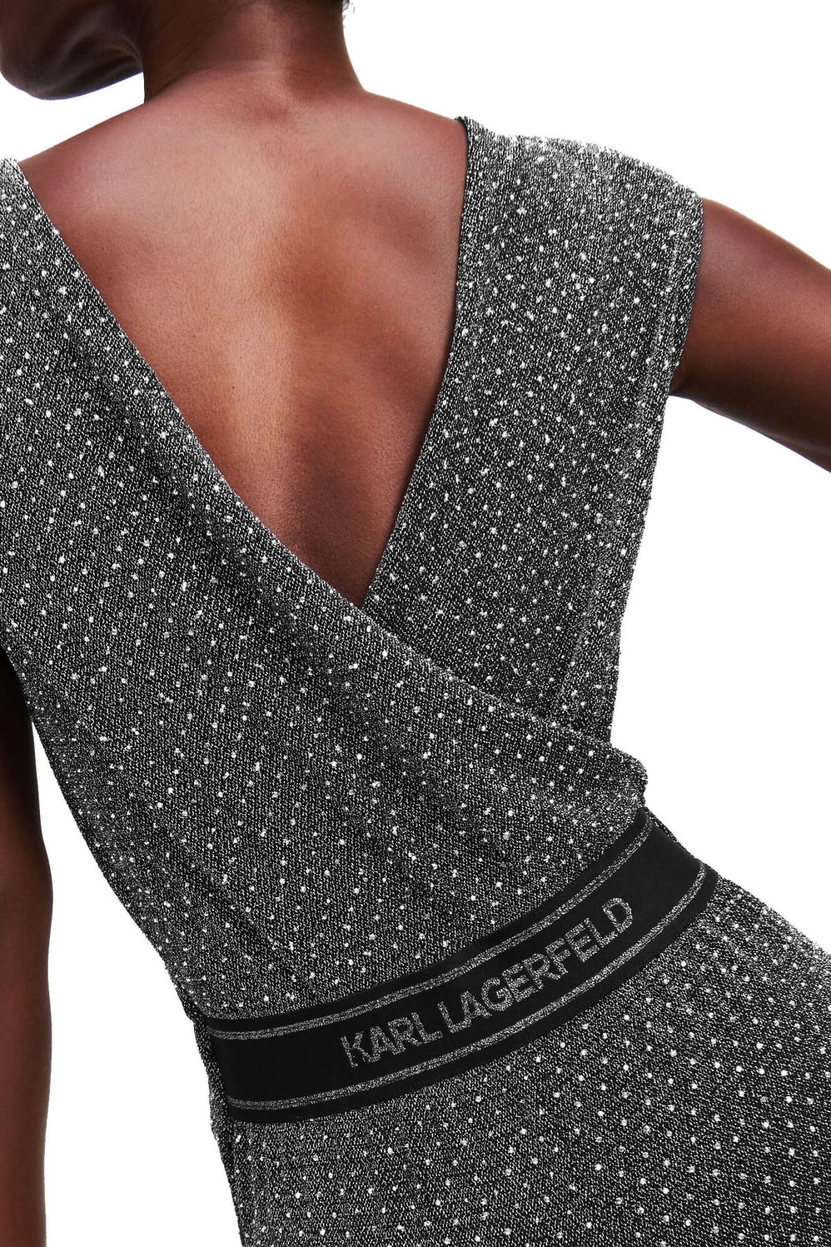 KARL LAGERFELD ΟΛΟΣΩΜΗ ΦΟΡΜΑ RHINESTONE JERSEY ΣΤΡΑΣ LOGO ΜΑΥΡΟ