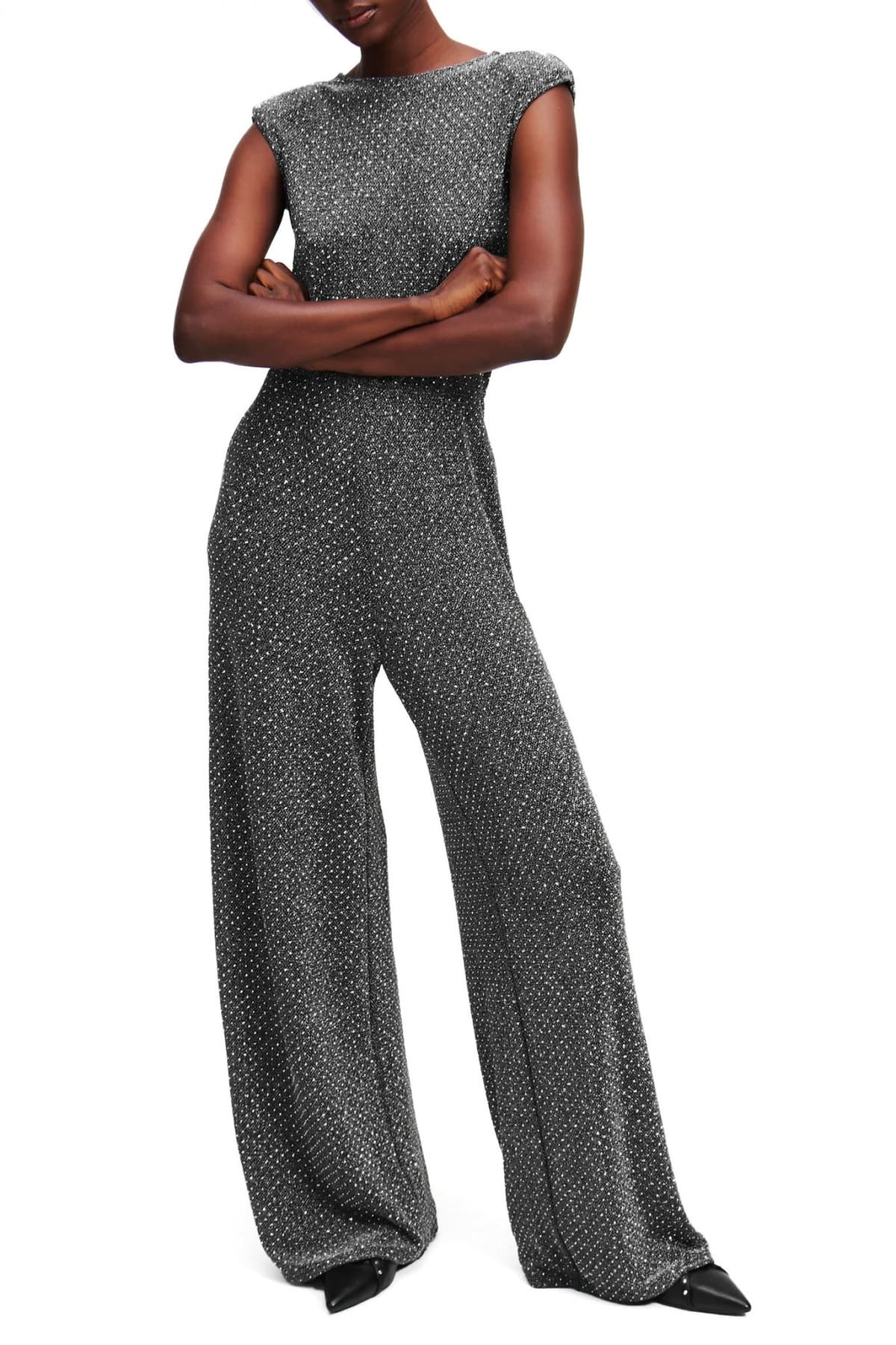 KARL LAGERFELD ΟΛΟΣΩΜΗ ΦΟΡΜΑ RHINESTONE JERSEY ΣΤΡΑΣ LOGO ΜΑΥΡΟ