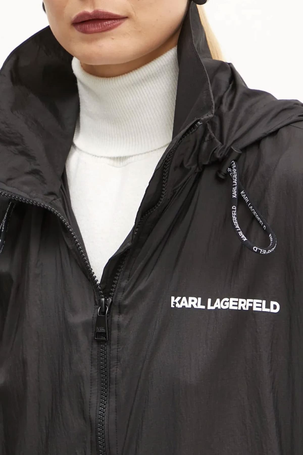 KARL LAGERFELD ΜΠΟΥΦΑΝ ΑΔΙΑΒΡΟΧΟ ΜΗ ΑΠΟΣΠΩΜΕΝΗ ΚΟΥΚΟΥΛΑ LOGO ΜΑΥΡΟ