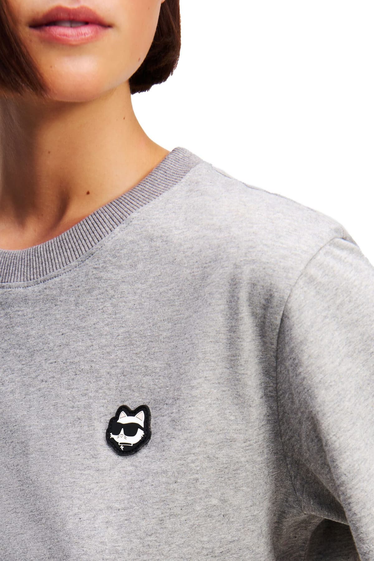 KARL LAGERFELD T-SHIRT IKON PATCH LOGO ΓΚΡΙ