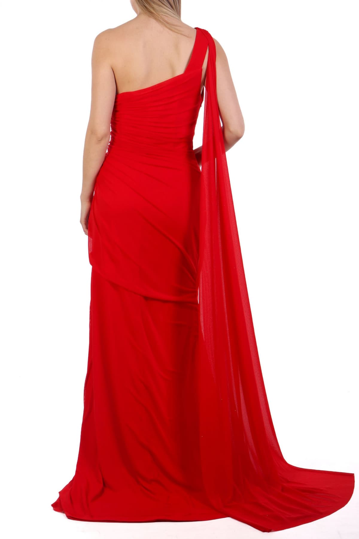 ALLURE EVENING ΦΟΡΕΜΑ MAXI ΝΤΡΑΠΕ ΤΟΥΛΙ ΚΟΚΚΙΝΟ