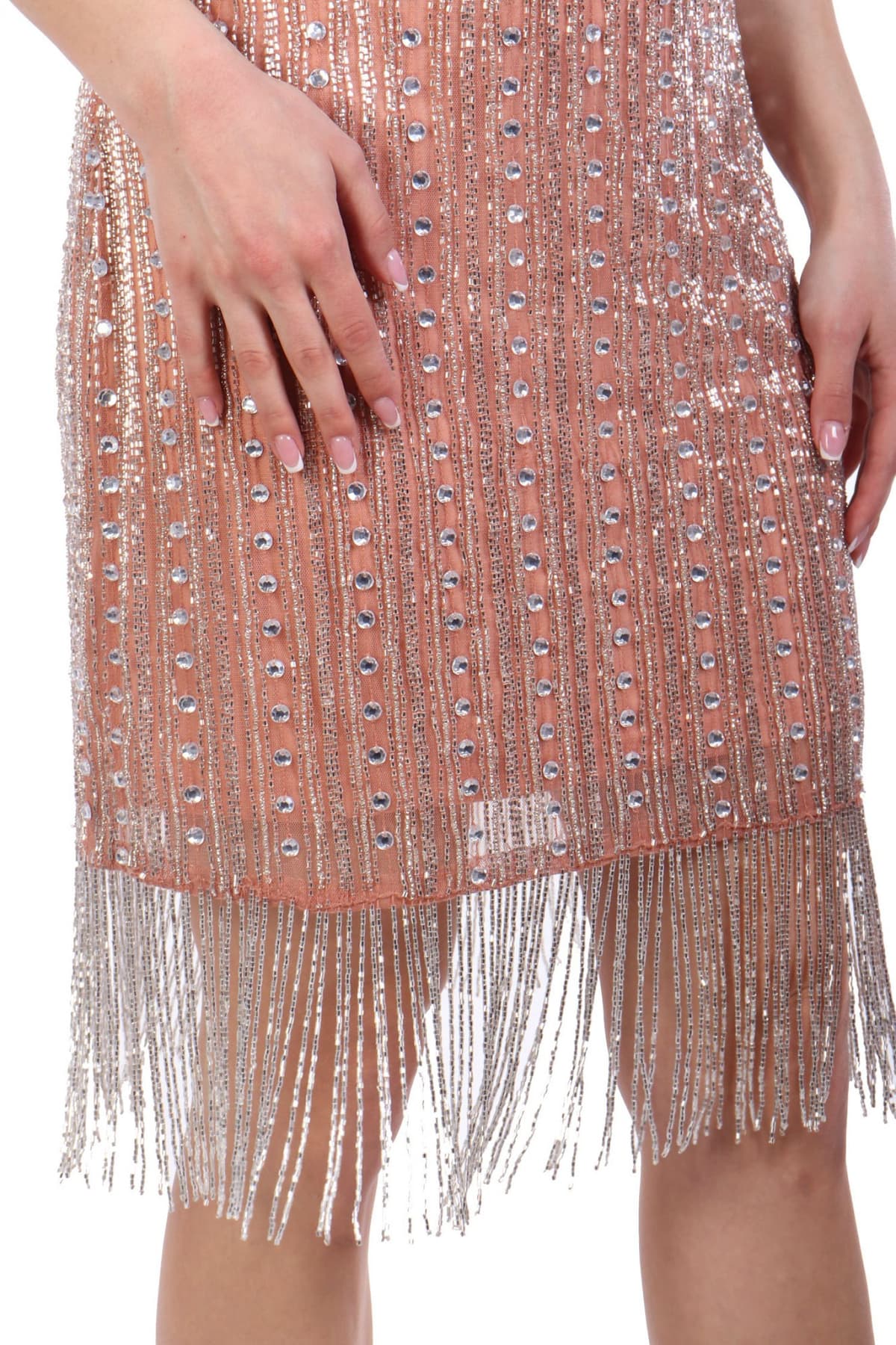 ALLURE EVENING ΦΟΡΕΜΑ MINI ΚΡΟΣΙ ΧΑΝΤΡΑ ΤΙΡΑΝΤΕΣ ΡΟΖ