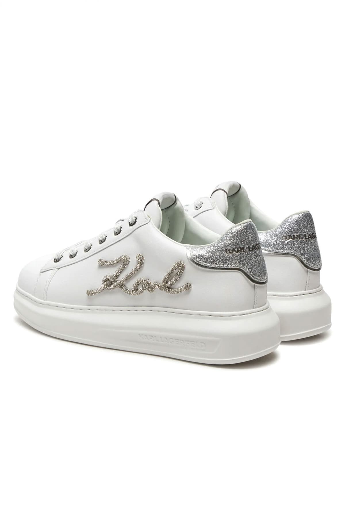 KARL LAGERFELD ΠΑΠΟΥΤΣΙΑ SNEAKERS SIGNIA RHINESTONE LO ΣΤΡΑΣ LOGO ΛΕΥΚΟ /ΑΣΗΜΙ
