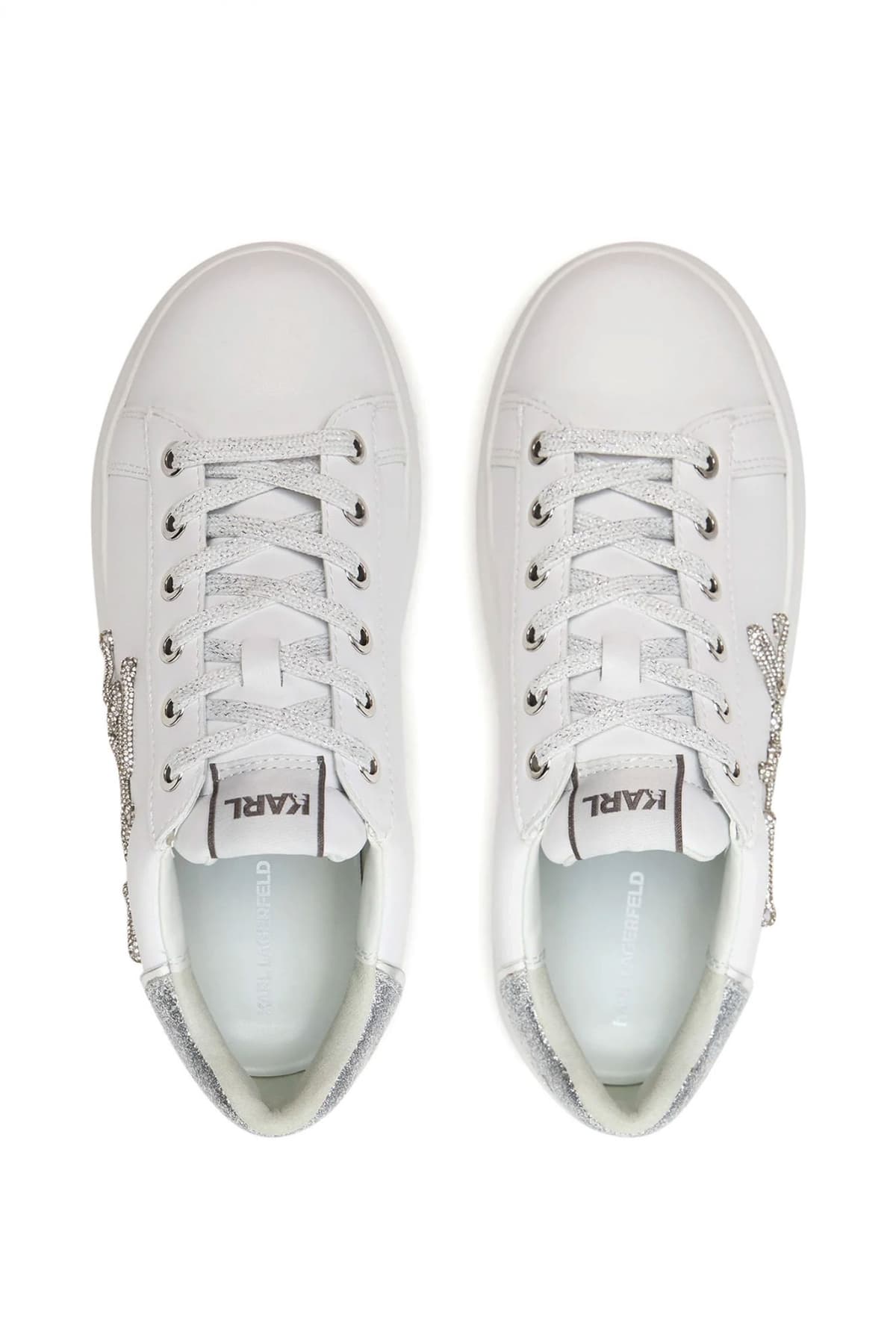 KARL LAGERFELD ΠΑΠΟΥΤΣΙΑ SNEAKERS SIGNIA RHINESTONE LO ΣΤΡΑΣ LOGO ΛΕΥΚΟ /ΑΣΗΜΙ