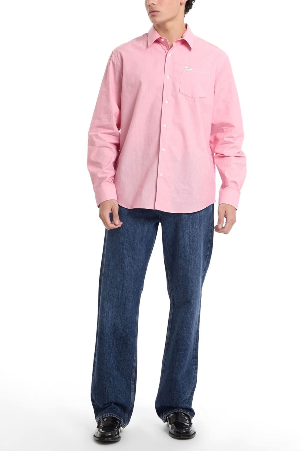 GUESS JEANS ΠΟΥΚΑΜΙΣΟ ΡΙΓΕ LS CLASSIC FIT POCKET ΡΟΖ