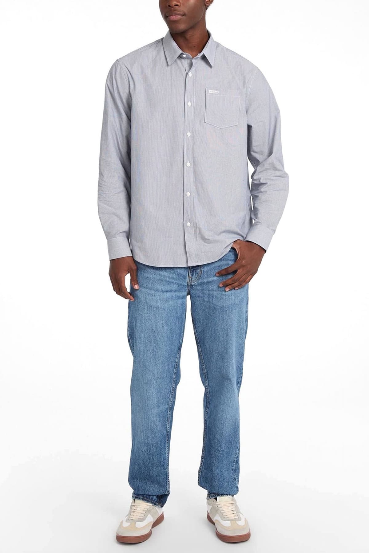 GUESS JEANS ΠΟΥΚΑΜΙΣΟ ΡΙΓΕ LS CLASSIC FIT POCKET ΜΠΛΕ