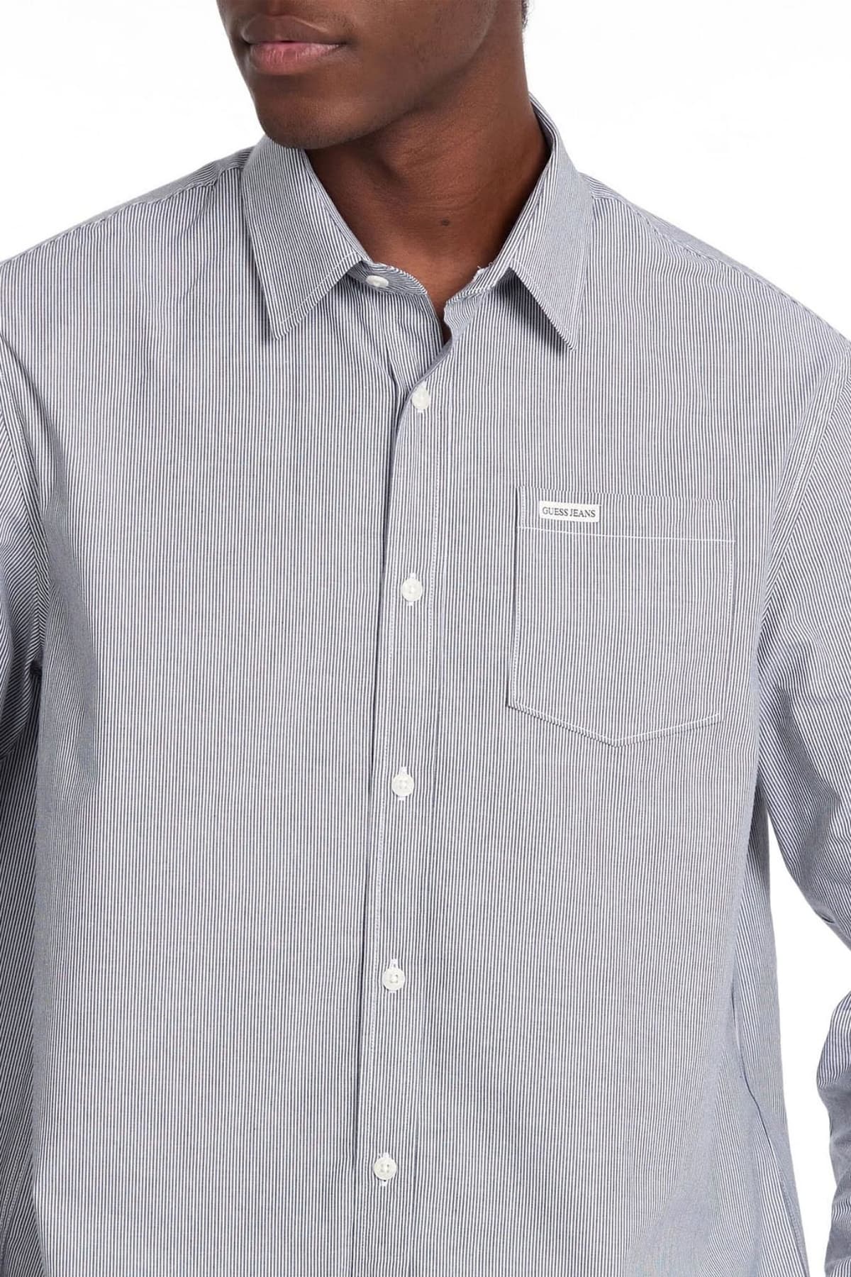 GUESS JEANS ΠΟΥΚΑΜΙΣΟ ΡΙΓΕ LS CLASSIC FIT POCKET ΜΠΛΕ