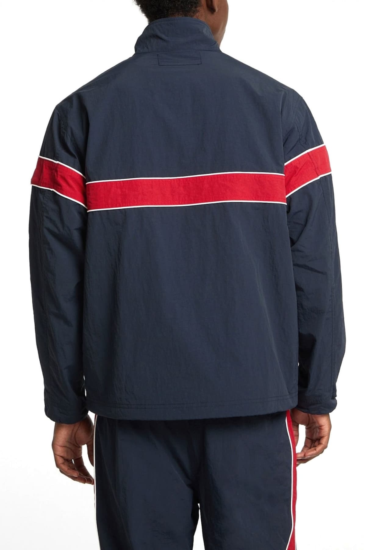 GUESS JEANS ΜΠΟΥΦΑΝ JACKET LOGO ΜΠΛΕ-ΚΟΚΚΙΝΟ