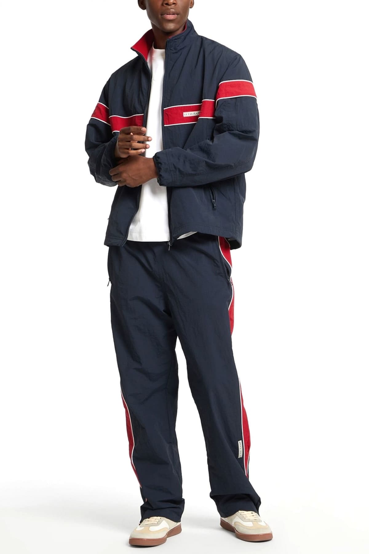 GUESS JEANS ΜΠΟΥΦΑΝ JACKET LOGO ΜΠΛΕ-ΚΟΚΚΙΝΟ