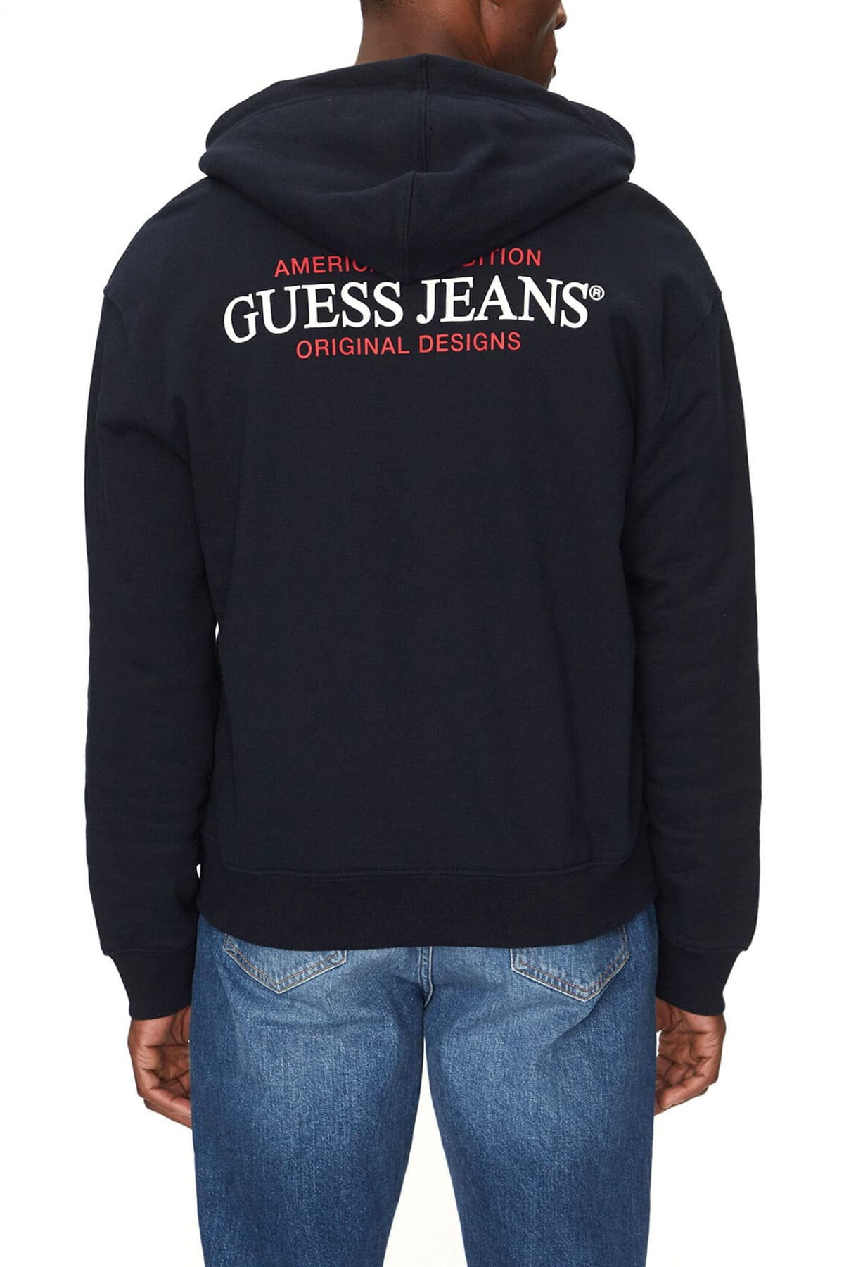 GUESS JEANS ΦΟΥΤΕΡ ZIPHOOD REGULAR FIT AM TRAD LOGO ΜΠΛΕ