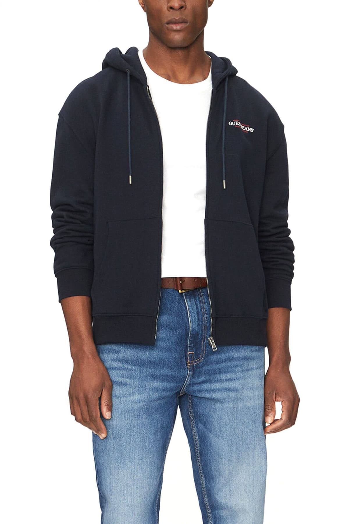 GUESS JEANS ΦΟΥΤΕΡ ZIPHOOD REGULAR FIT AM TRAD LOGO ΜΠΛΕ