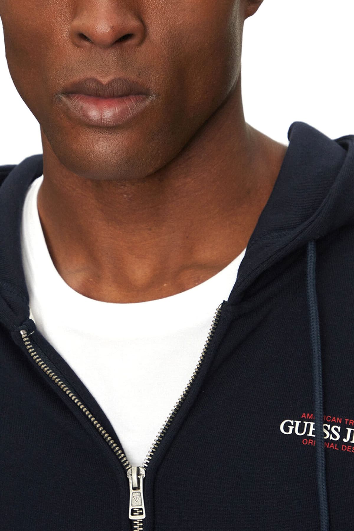 GUESS JEANS ΦΟΥΤΕΡ ZIPHOOD REGULAR FIT AM TRAD LOGO ΜΠΛΕ