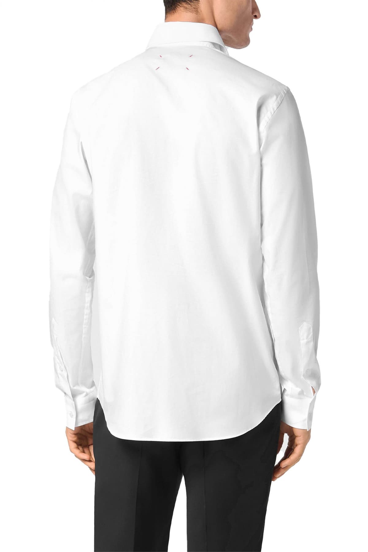 PHILIPP PLEIN ΠΟΥΚΑΜΙΣΟ SUGAR DADDY CUT LS REGULAR FIT LOGO ΜΕΤΑΛΛΙΚΟ ΛΕΥΚΟ