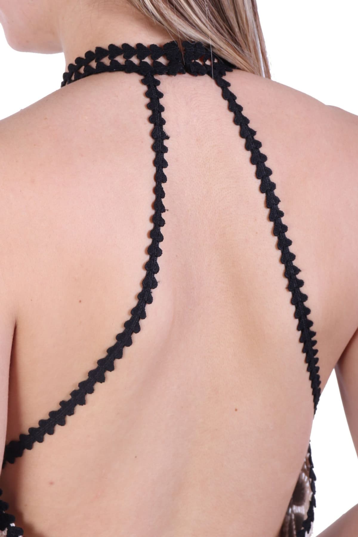 TWINS FANTASY ΦΟΡΕΜΑ MIDI ΔΑΝΤΕΛΑ ΜΑΥΡΟ-ΜΠΕΖ