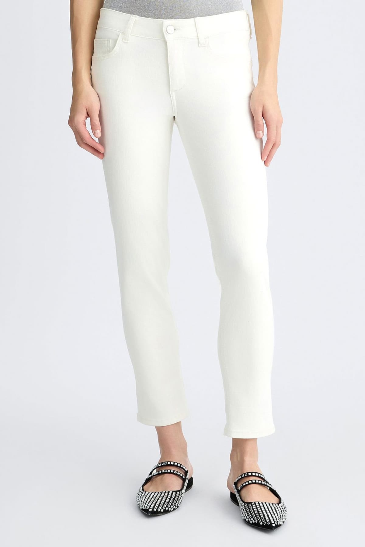 LIU-JO ΠΑΝΤΕΛΟΝΙ JEANS SKINNY MONROE ΡΕΒΕΡ ΣΤΡΑΣ LOGO ΛΕΥΚΟ