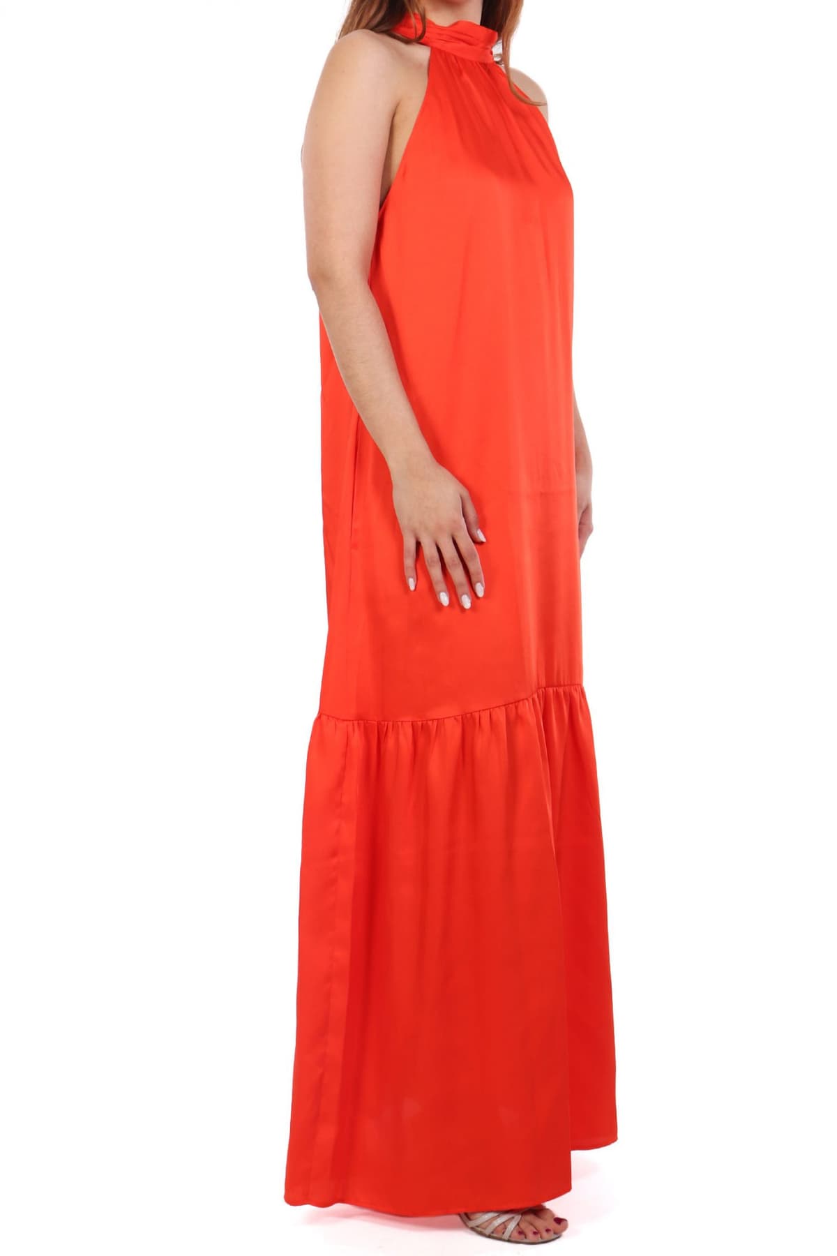 LIU-JO ΦΟΡΕΜΑ ΣΑΤΕΝ ABITO MAXI ΒΟΛΑΝ ΚΟΡΑΛΙ