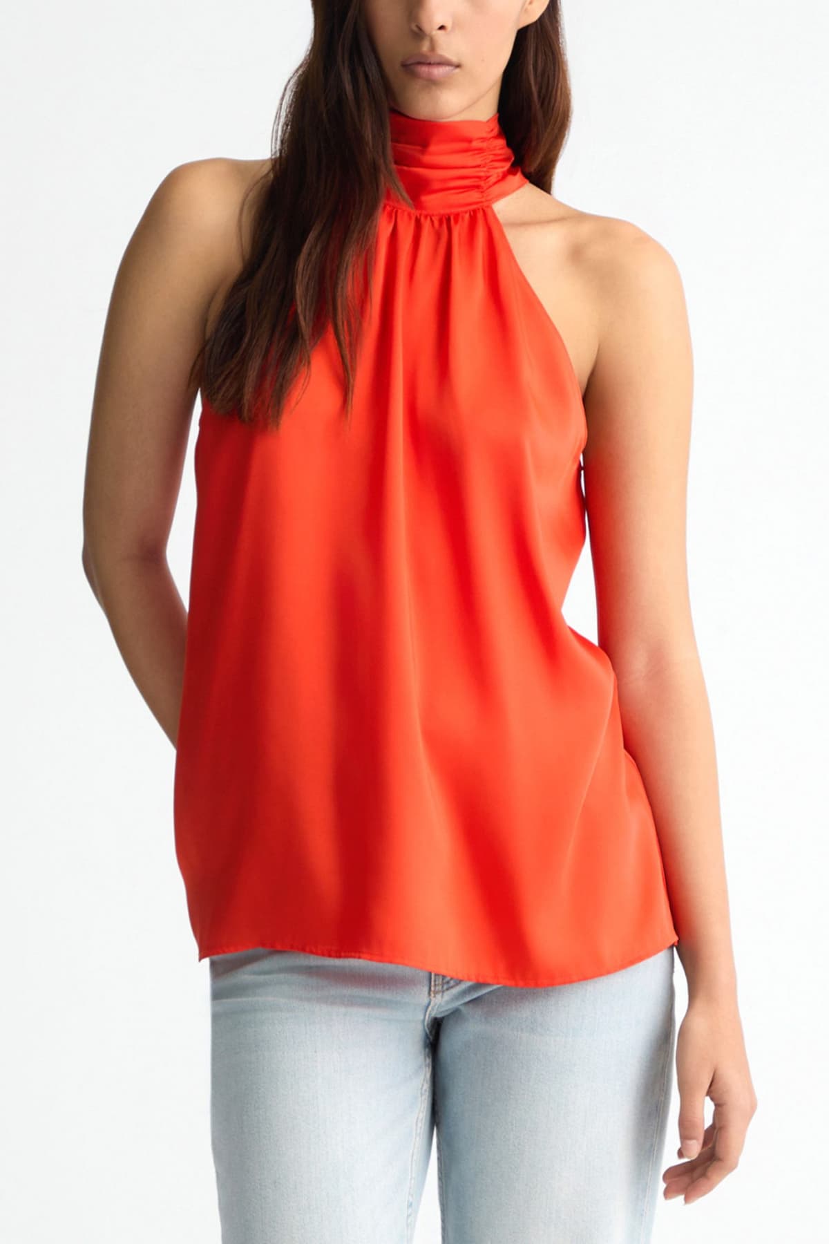 LIU-JO ΜΠΛΟΥΖΑ TOP NAV ΣΑΤΕΝ ΔΕΣΙΜΟ ΠΙΣΩ ΚΟΡΑΛΙ