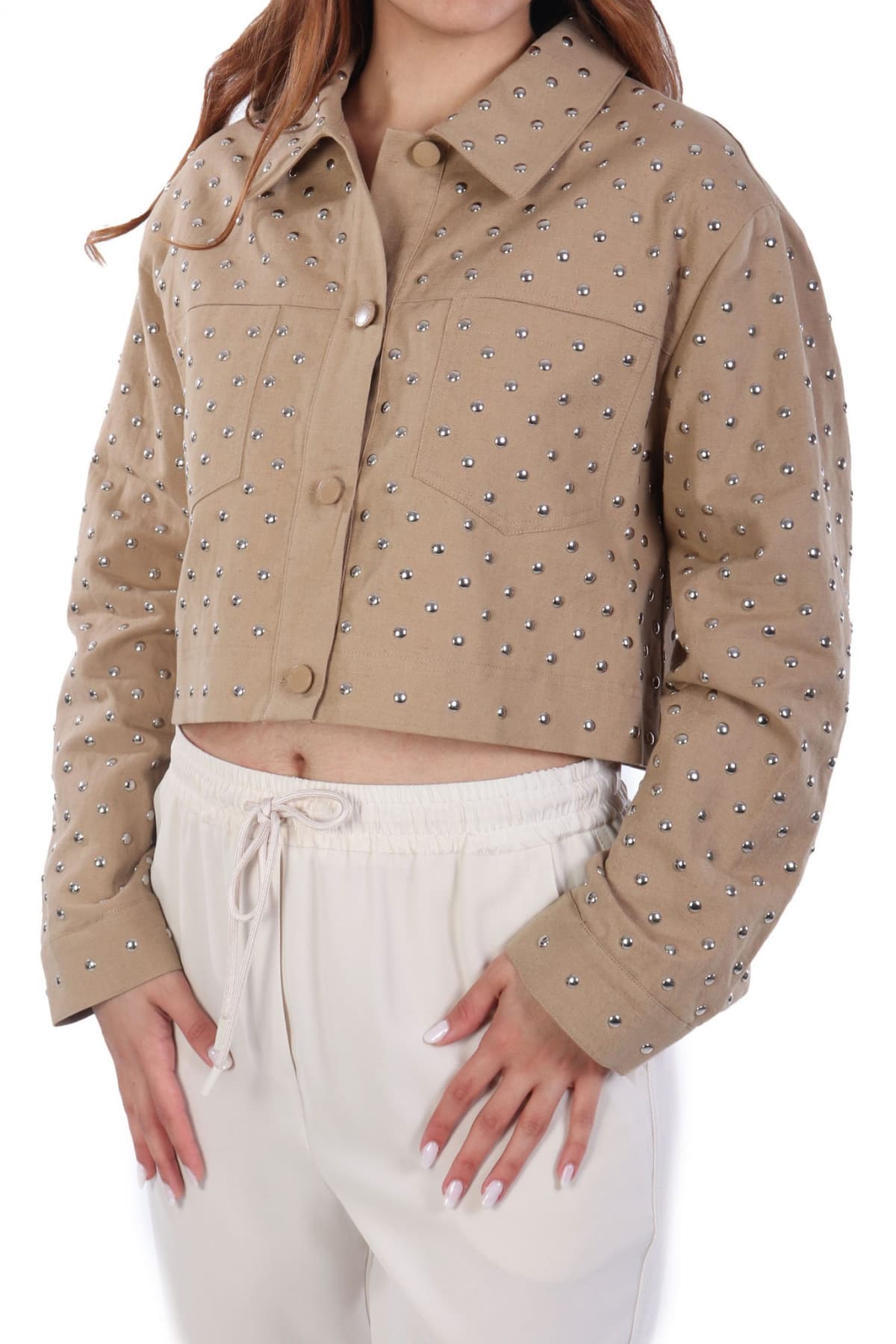 MARELLA ΜΠΟΥΦΑΝ JACKET BENITO CROP ΤΡΟΥΚΣ ΚΑΦΕ