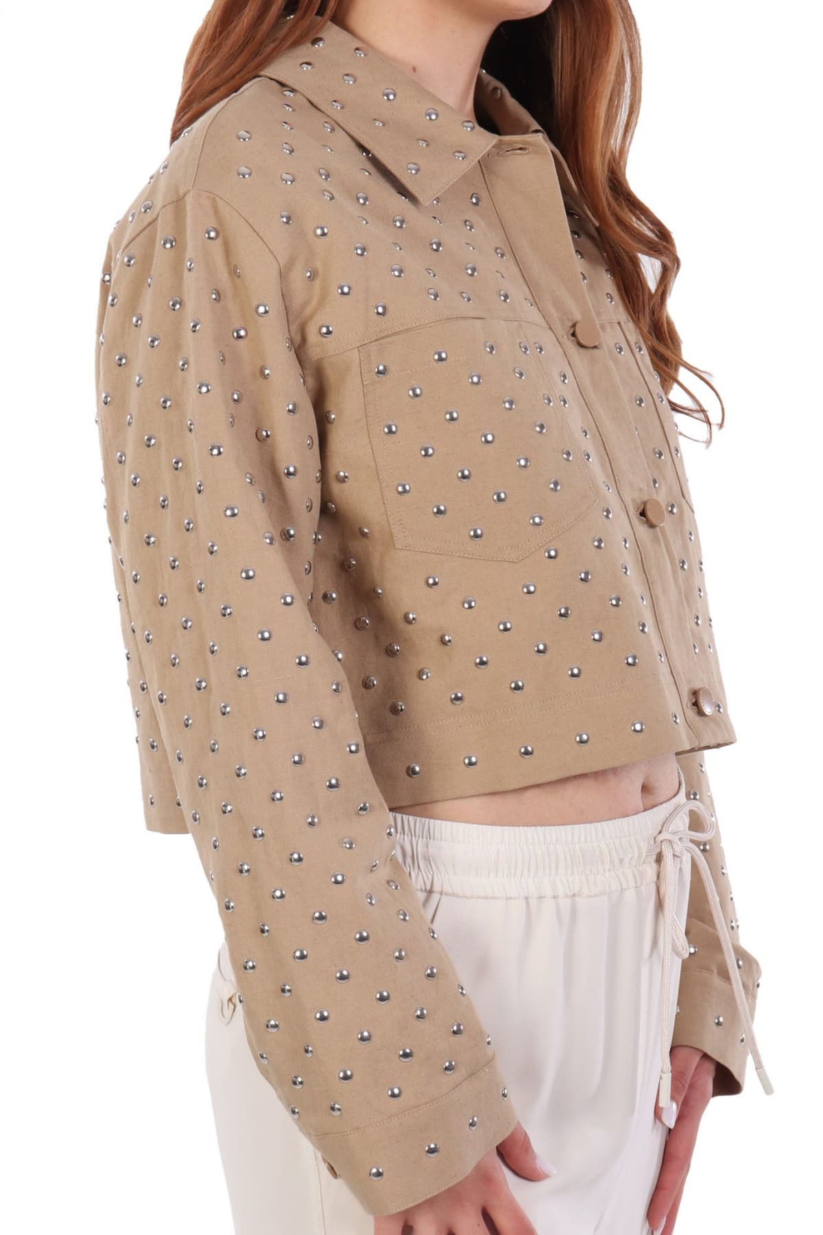 MARELLA ΜΠΟΥΦΑΝ JACKET BENITO CROP ΤΡΟΥΚΣ ΚΑΦΕ