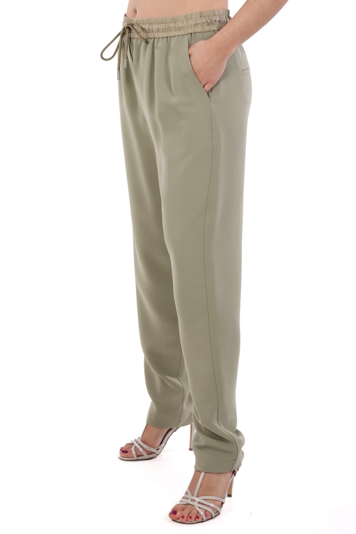 MARELLA MONOCHROME ΠΑΝΤΕΛΟΝΑ ABITATA ΛΑΣΤΙΧΟ ΣΤΗΝ ΜΕΣΗ XAKI