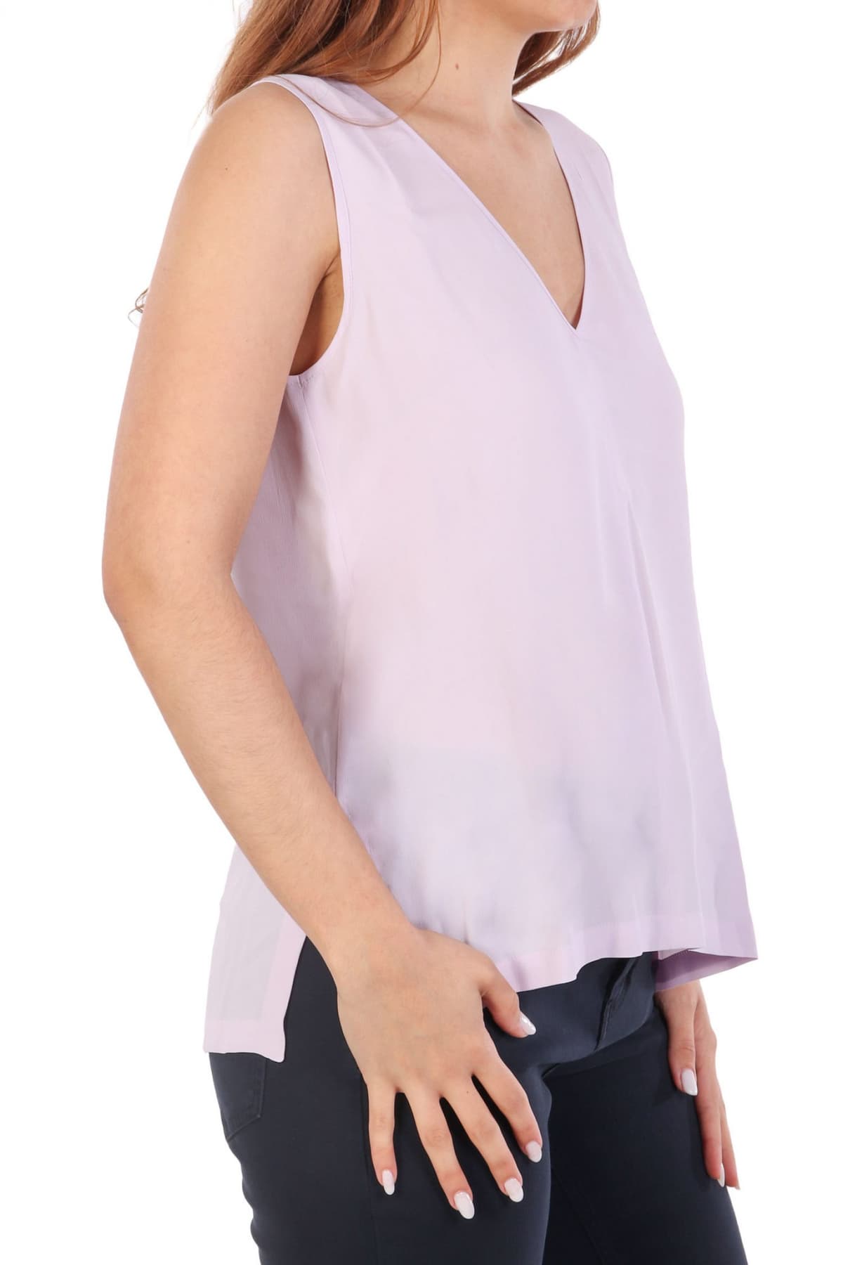 MARELLA EMME ΜΠΛΟΥΖΑ ΤΟΠ GINNICO V-NECK ΜΕΤΑΞΙ ΛΙΛΑ