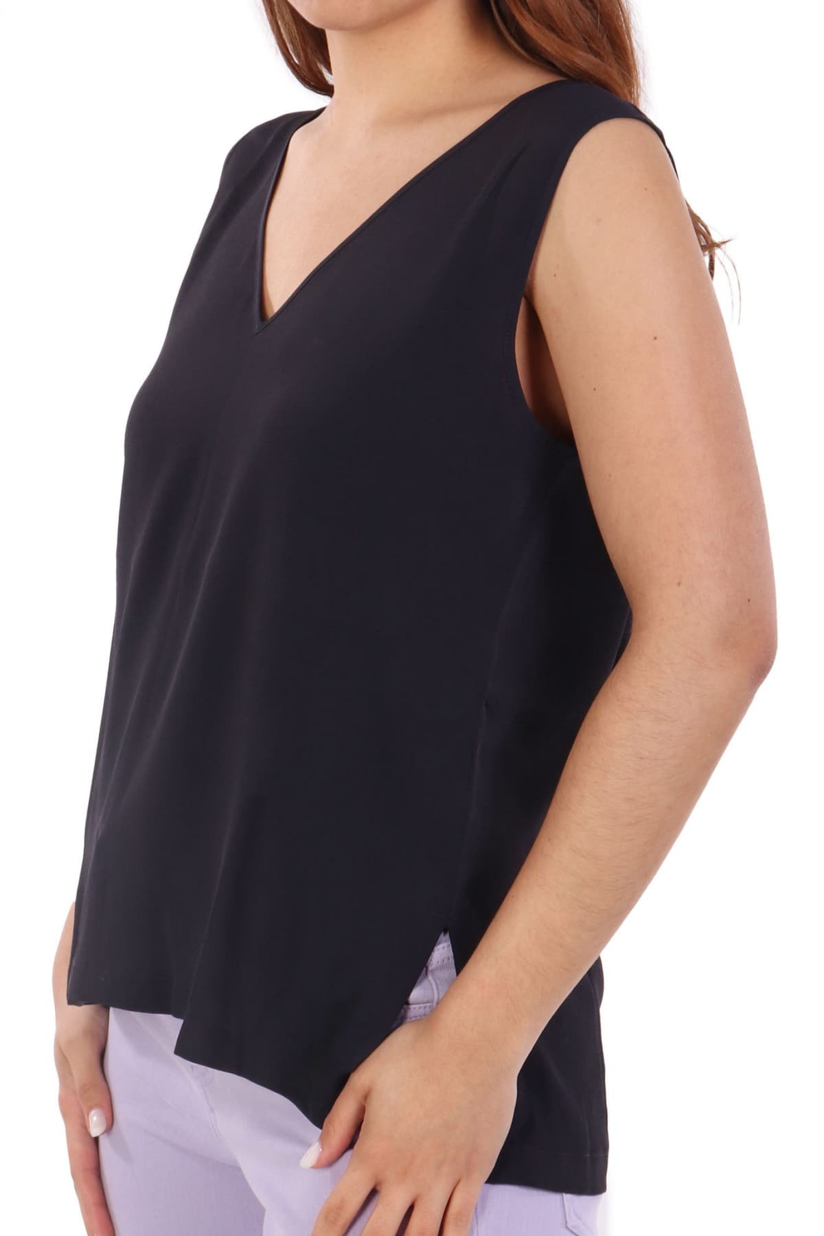 MARELLA EMME ΜΠΛΟΥΖΑ ΤΟΠ GINNICO V-NECK ΜΕΤΑΞΙ ΜΑΥΡΟ