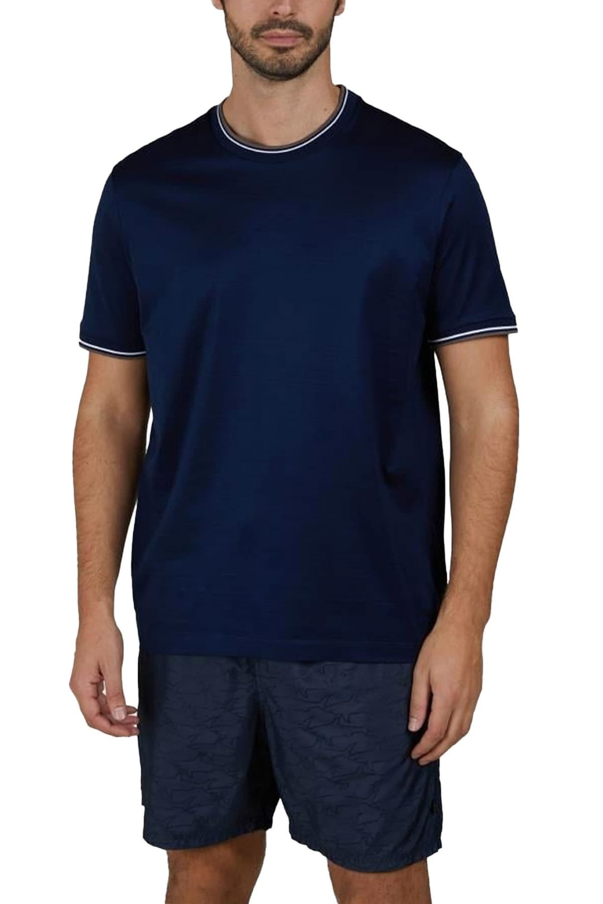 PAUL&SHARK T-SHIRT CREW NECK ΡΙΓΕ ΓΙΑΚΑ ΜΠΛΕ