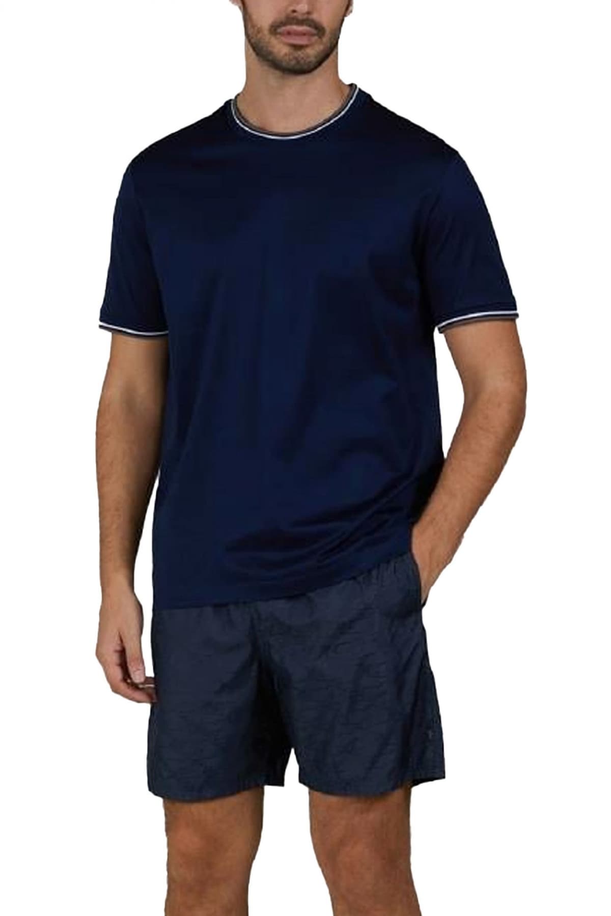 PAUL&SHARK T-SHIRT CREW NECK ΡΙΓΕ ΓΙΑΚΑ ΜΠΛΕ