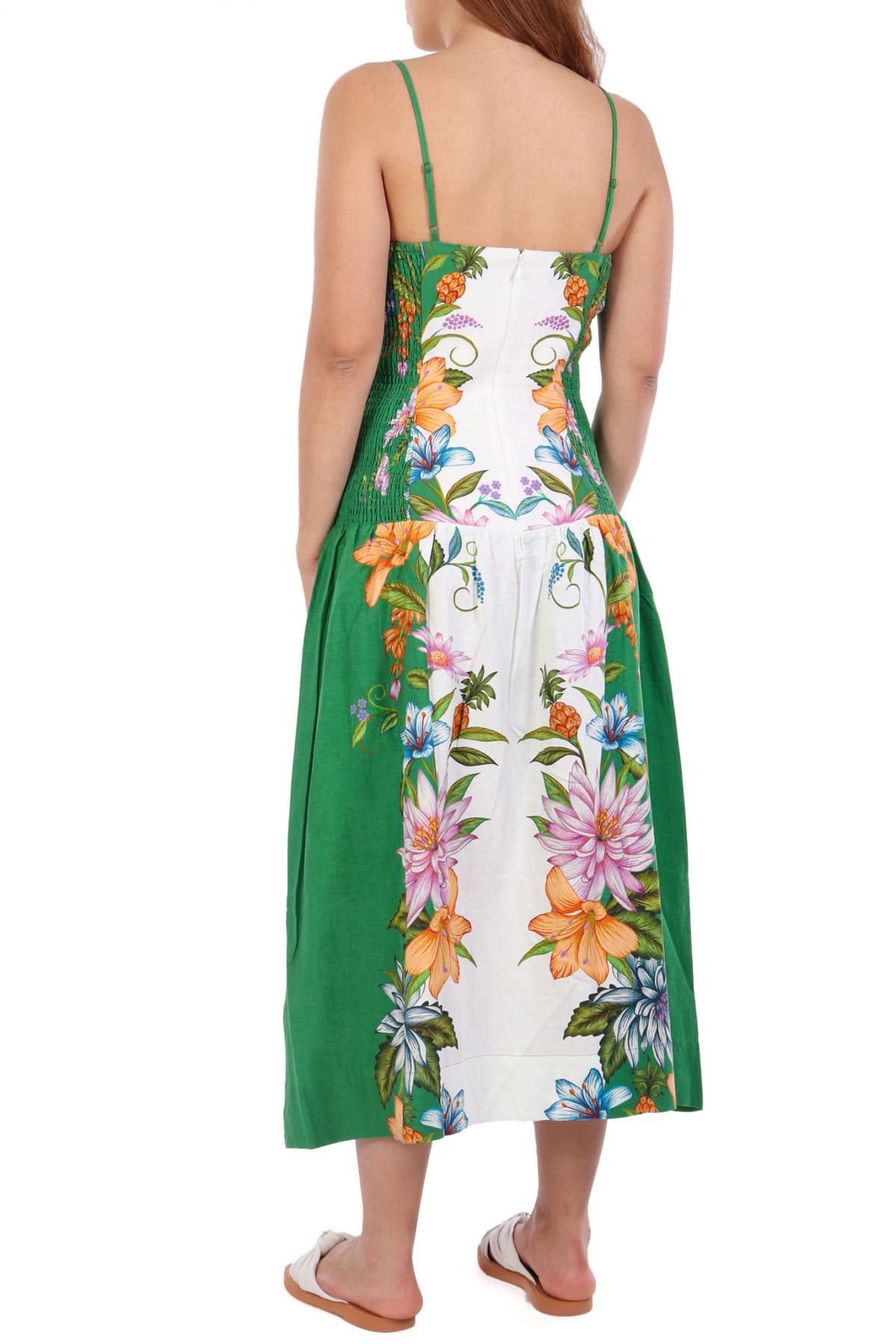 FARM RIO ΦΟΡΕΜΑ MIDI SWEET BLOOM DREAMSCAPE FLORAL ΛΕΥΚΟ-ΠΡΑΣΙΝΟ