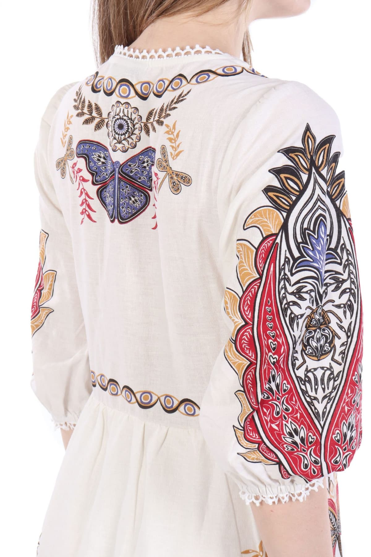 FARM RIO ΦΟΡΕΜΑ MAXI BOHO GLAM ΑΝΟΙΓΜΑ ΜΠΡΟΣΤΑ ΕΜΠΡΙΜΕ ΕΚΡΟΥ