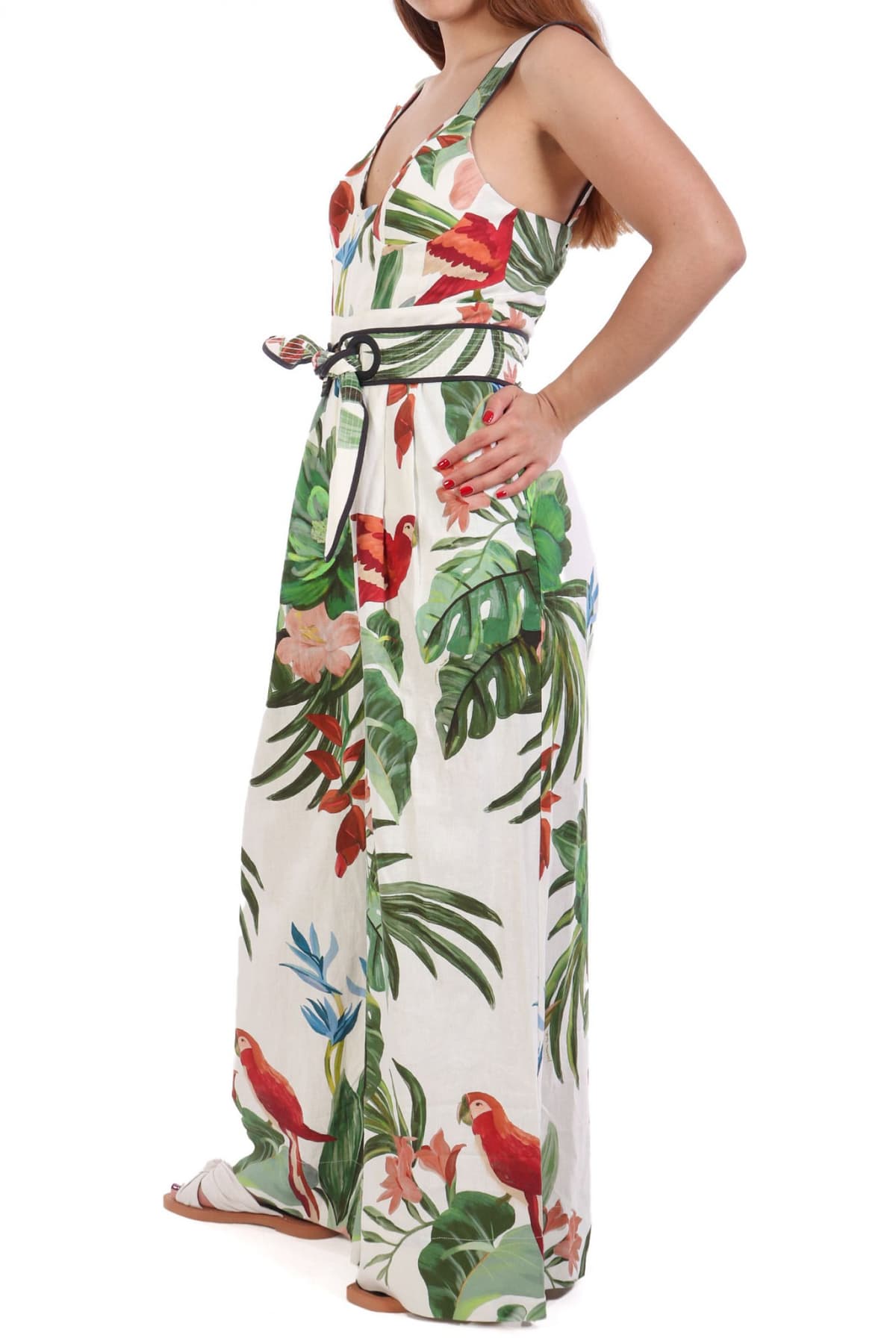 FARM RIO ΟΛΟΣΩΜΗ ΦΟΡΜΑ MIDNIGHT MACAW FIESTA MIX FLORAL ΖΩΝΗ ΛΕΥΚΟ-ΠΡΑΣΙΝΟ