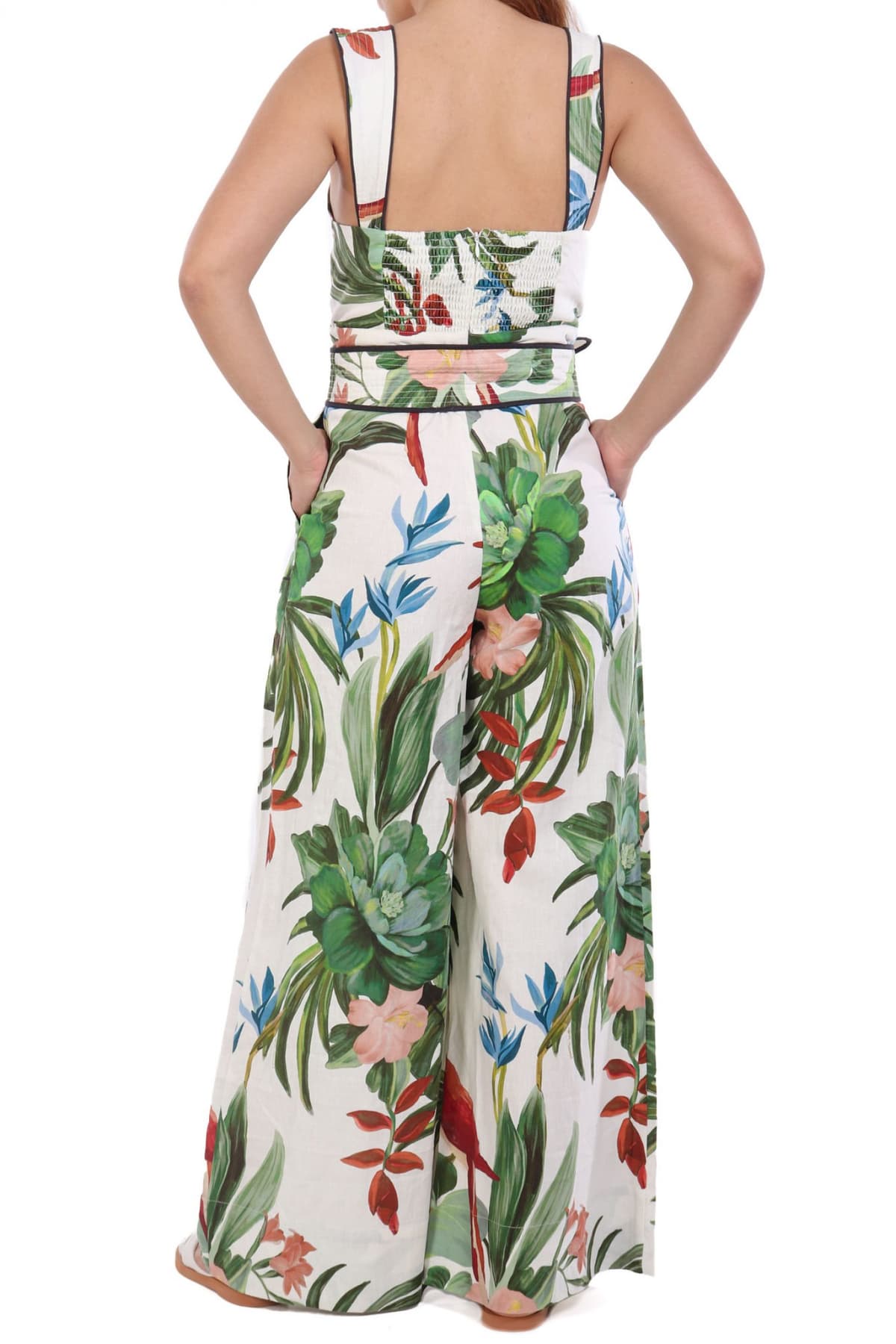 FARM RIO ΟΛΟΣΩΜΗ ΦΟΡΜΑ MIDNIGHT MACAW FIESTA MIX FLORAL ΖΩΝΗ ΛΕΥΚΟ-ΠΡΑΣΙΝΟ