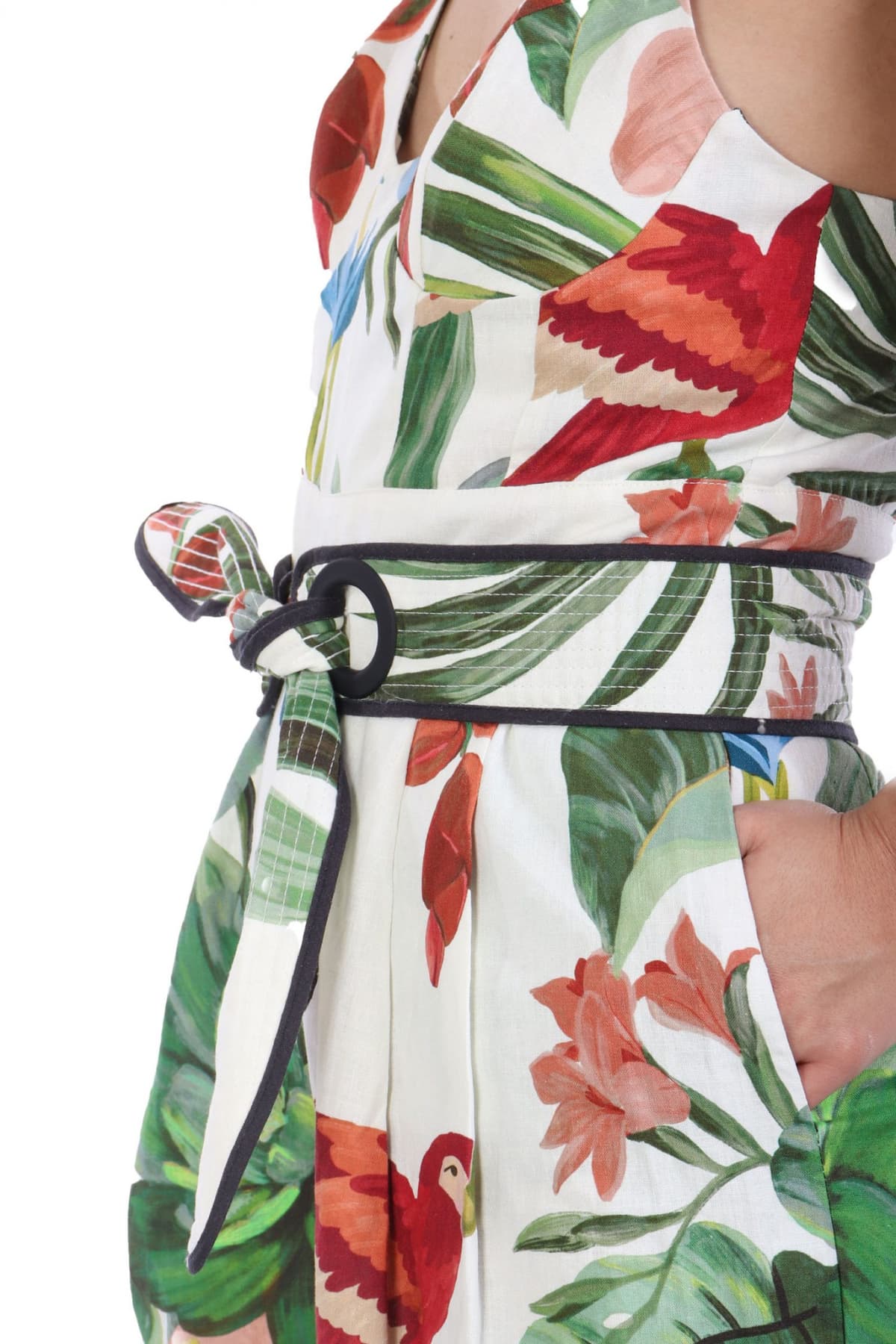 FARM RIO ΟΛΟΣΩΜΗ ΦΟΡΜΑ MIDNIGHT MACAW FIESTA MIX FLORAL ΖΩΝΗ ΛΕΥΚΟ-ΠΡΑΣΙΝΟ