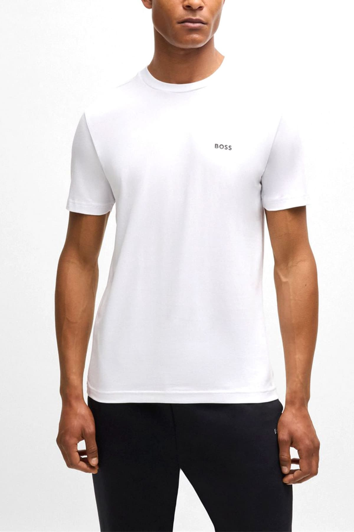 BOSS ATHLEISURE T-SHIRT TEE LOGO ΛΕΥΚΟ