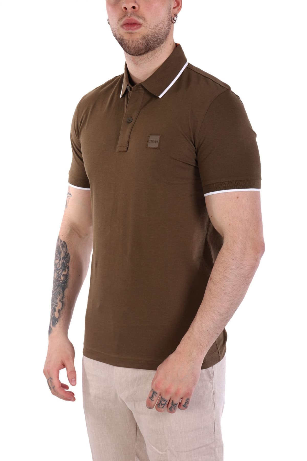 BOSS CASUAL ΚΟΝΤΟΜΑΝΙΚΟ POLO SLIM FIT PASSERTIP ΛΑΔΙ