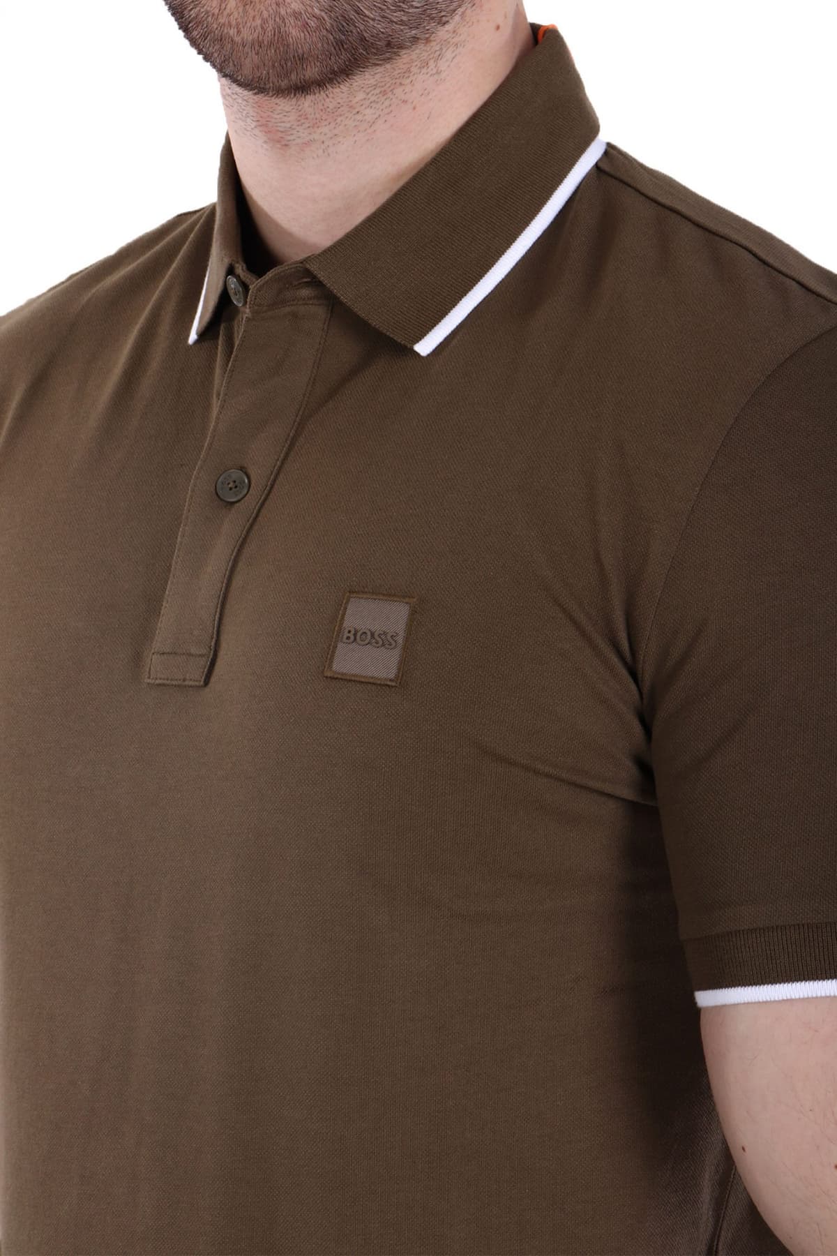 BOSS CASUAL ΚΟΝΤΟΜΑΝΙΚΟ POLO SLIM FIT PASSERTIP ΛΑΔΙ